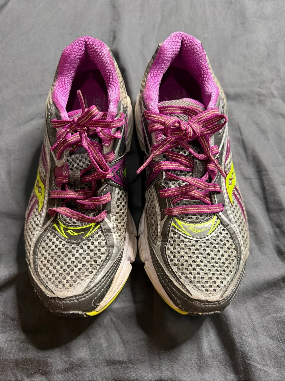 Saucony Gray and Pink Women's Athletic Running Shoes with Neon Accents